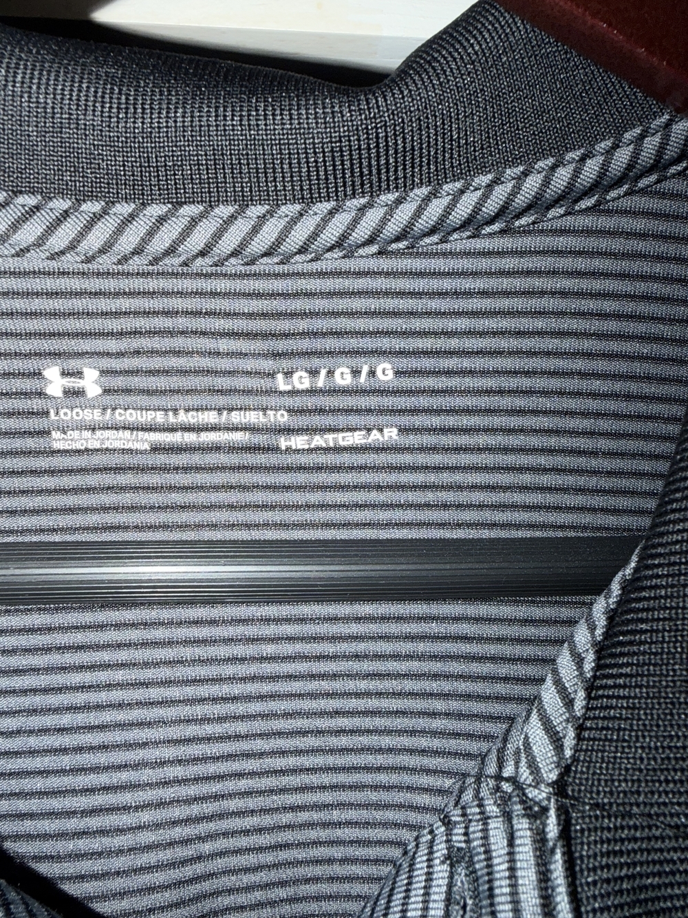 Under Armour HeatGear Polo Shirt Mens Large Gray Striped Performance Golf - Picture 3 of 4